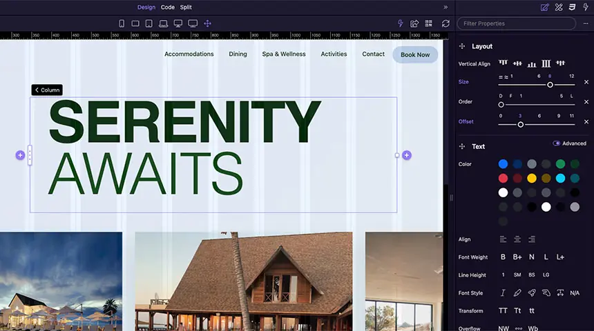 Wappler visual layout design tools