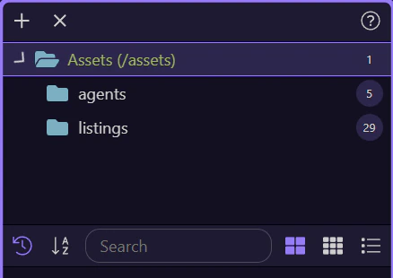 Assets Manager panel in Wappler
