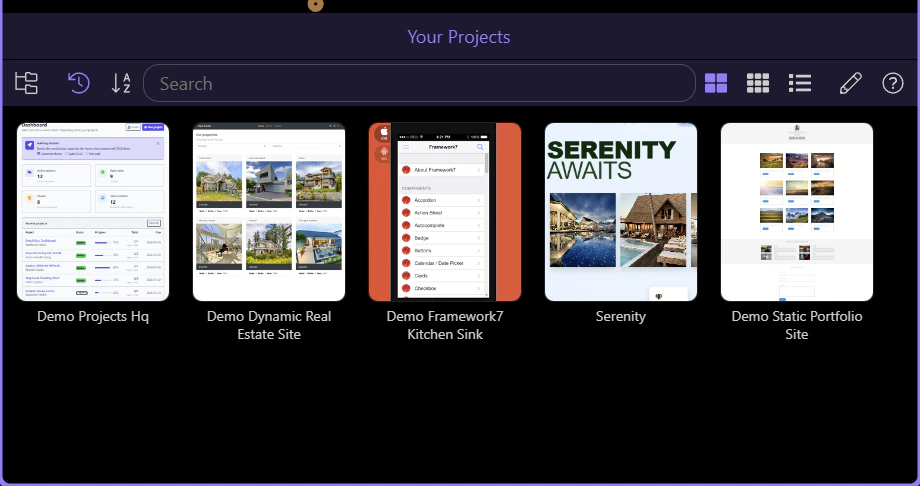Project types in Wappler Project Manager