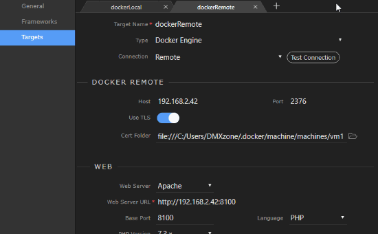 Remote Docker Target Definition